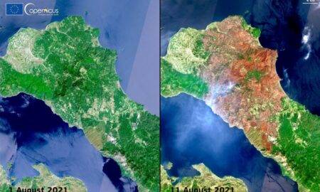 Insula Evia, înainte și după ce a fost mistuită de flăcări! Imaginile au făcut înconjurul lumii