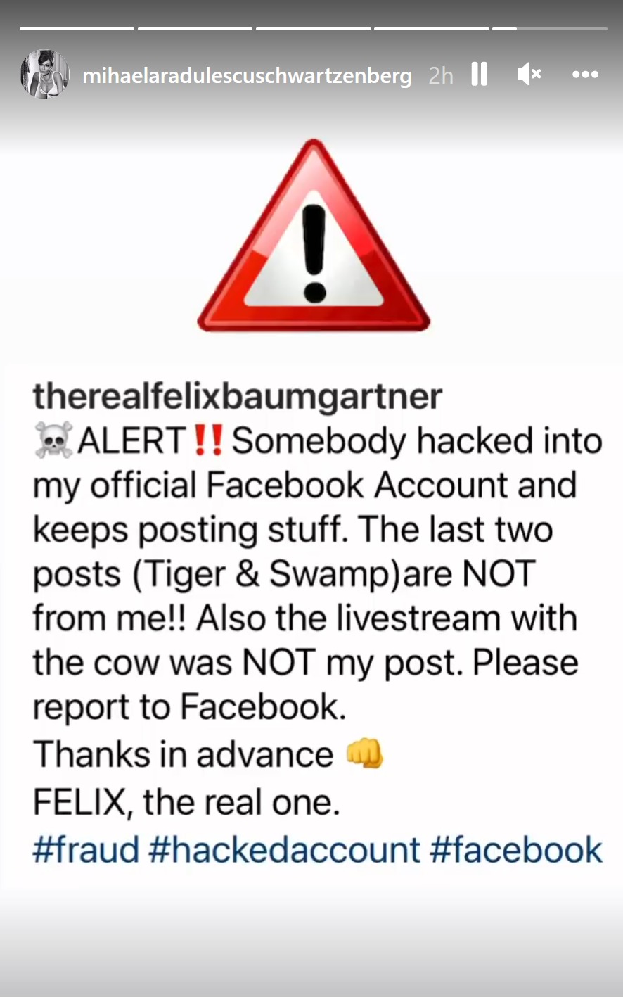 Contul de Facebook al lui Felix Baumgartner a fost spart. Hackerul transmite postări amuzante de pe contul acestuia