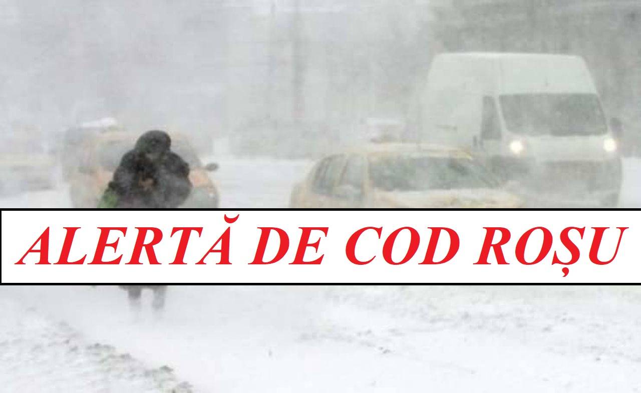 Avertizare meteo. ANM anunță cod roșu de vânt puternic și ninsoare viscolită