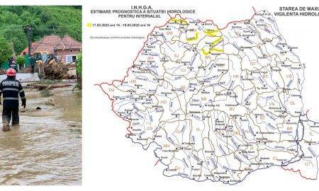 Avertizare INGHA. Cod galben de inundații în cinci bazine hidrografice din România