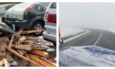 Fenomene periculoase în România. La Rânca a nins ca în plină iarnă, iar grindina și inundațiile au distrus zeci de curți
