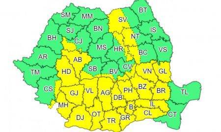 O nouă alertă de cod galben. Zeci de județe din România vor fi afectate de vreme severă