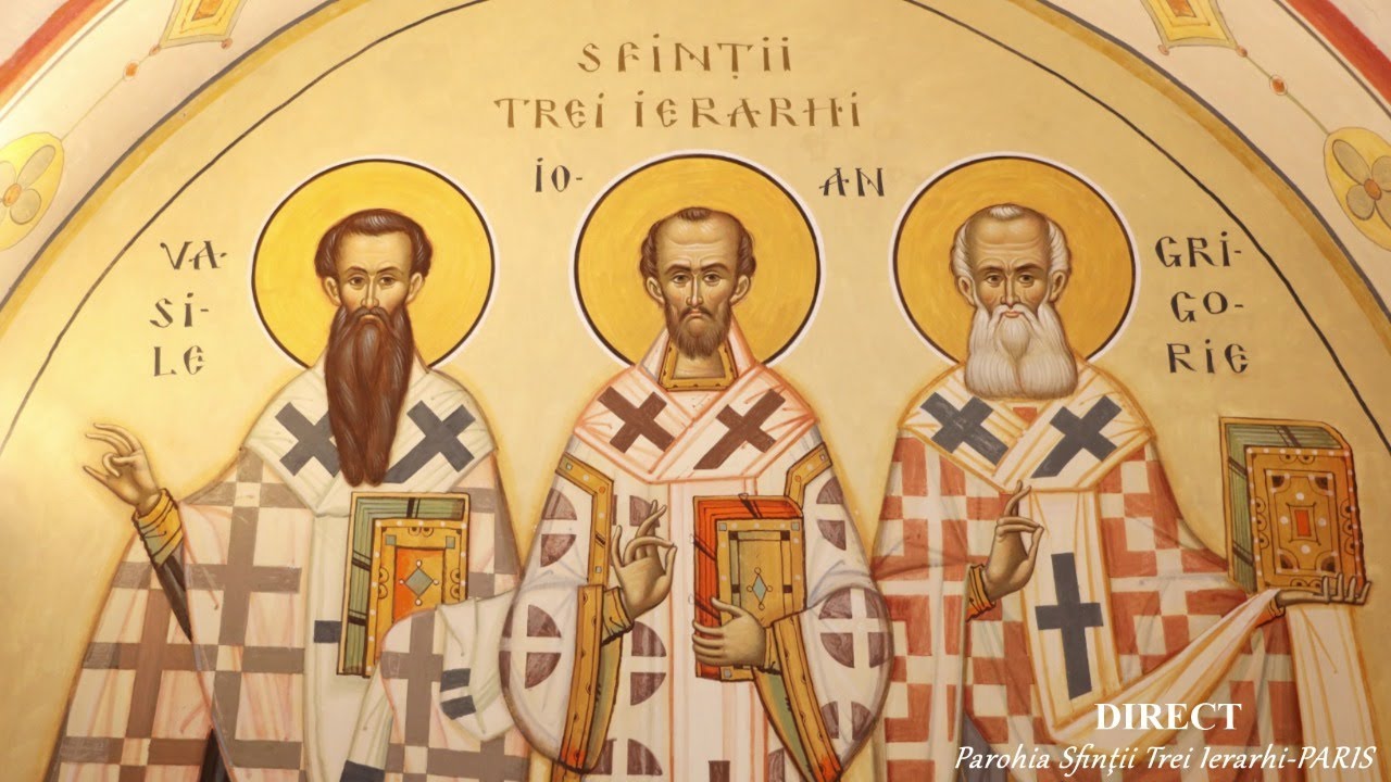 Sfinții Trei Ierarhi: Vasile cel Mare, Grigorie Teologul și Ioan Gură de Aur;