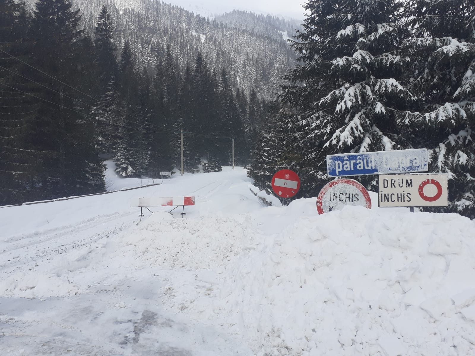 Drumul este închis la Cabana Capra / foto: ipjarges.ro