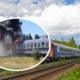 Tren cuprins de flăcări în Cluj, în el se aflau peste 100 de călători
