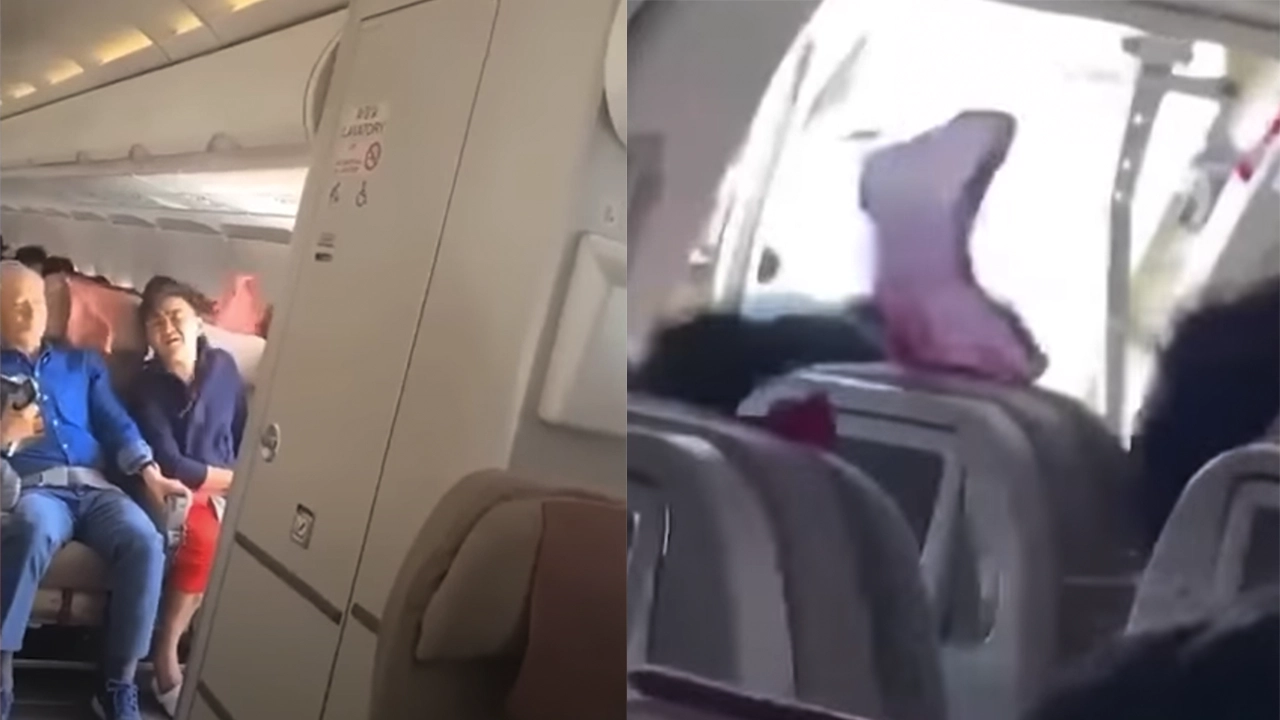 Scena șocantă cu ușa avionului deschisă a fost surprinsă în plin zbor. Momente teribile pentru pasageri