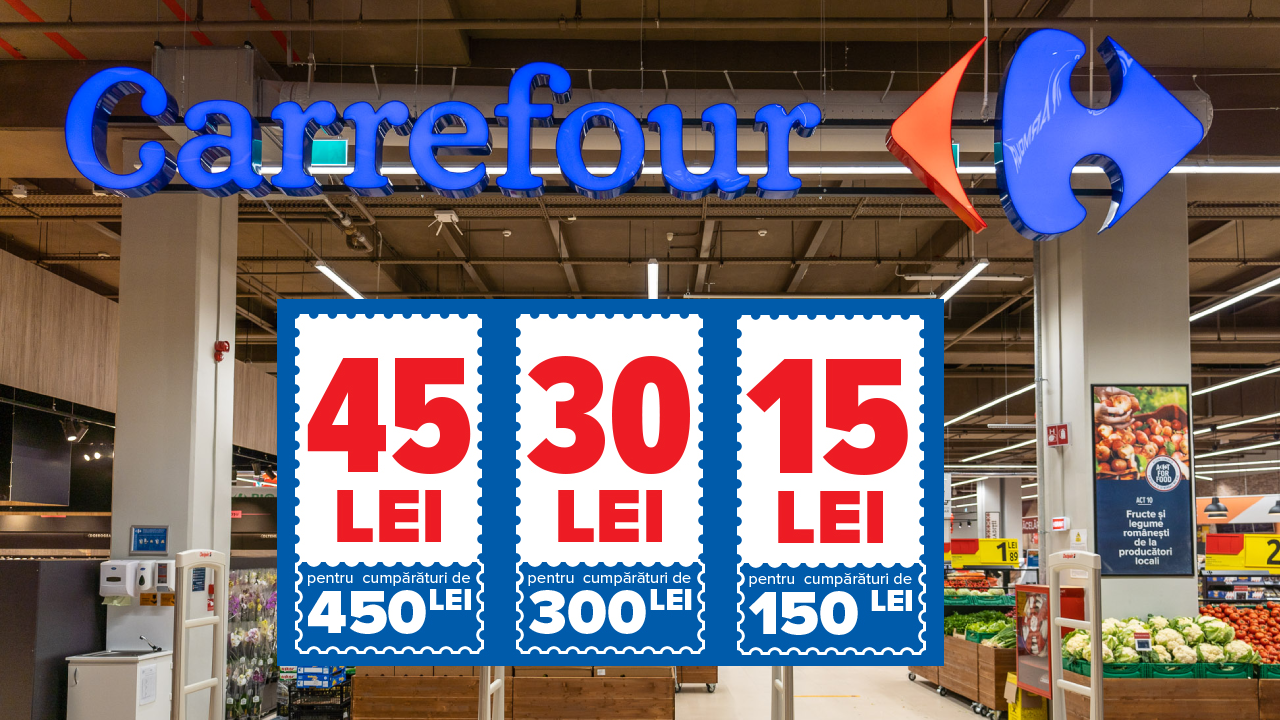 Vouchere de până la 45 Lei gratuite de la Carrefour! Ce trebui să faci ca să beneficiezi de ofertă