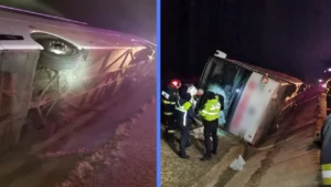 Accident șocant pe DN5! Autocar răsturnat și pasageri blocați, eroismul salvatorilor în detalii
