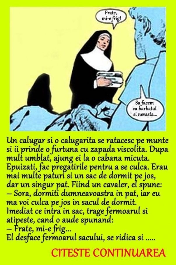 Un călugăr şi o călugăriţă se rătăcesc în timpul unui viscol