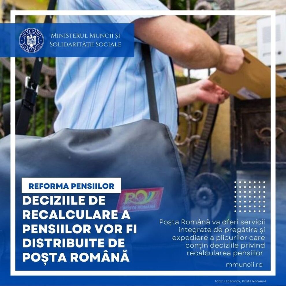 Cum vor fi distribuite, prin Poștă, deciziile de recalculare a pensiilor