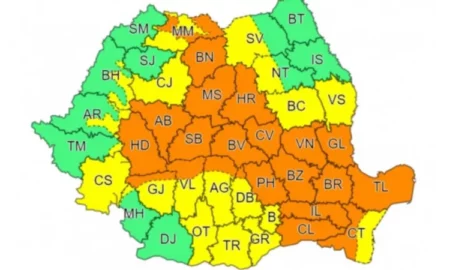 Alertă meteo: Cod portocaliu și cod galben pentru ploi torențiale.