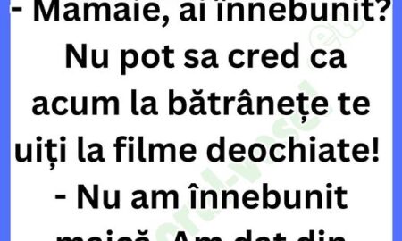 Bancul zilei: Nepotul uimit de bunica care se uită la filme deochiate!