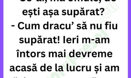 Ce-ai, mă omule, de ești așa supărat?