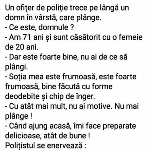 Un bătrân de 71 de ani, căsătorit cu o tânără de 20 de ani, își uită adresa și stârnește amuzamentul poliției