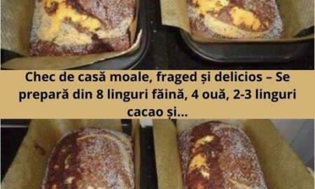 Chec de casă moale, fraged și delicios – Se prepară din 8 linguri făină, 4 ouă, 2-3 linguri cacao și…