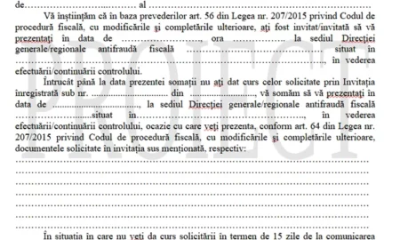 DOCUMENT Închisoare până la 6 ani pentru românii care ignoră invitațiile ANAF. Cum arată somația