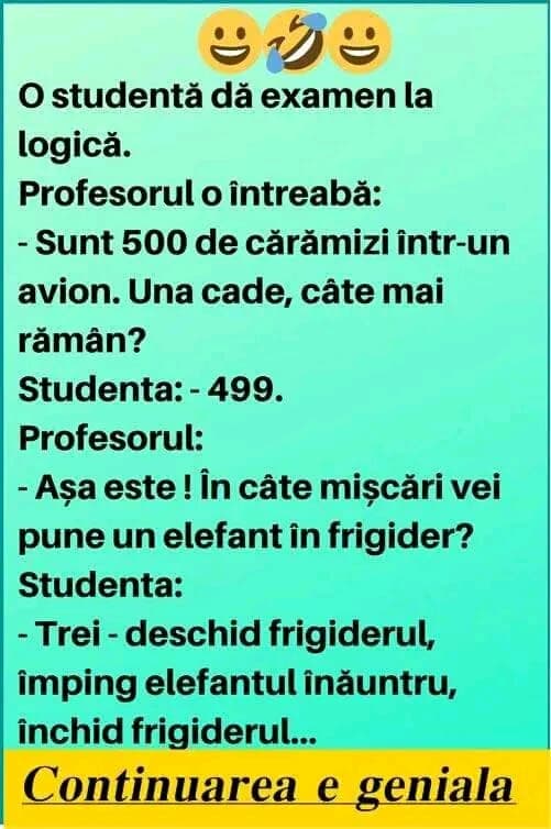 O Studentă Dă Un Examen La Logică. Profesorul O Întreabă: